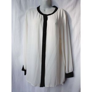 Nautica button front sz XL NWT White black blouse